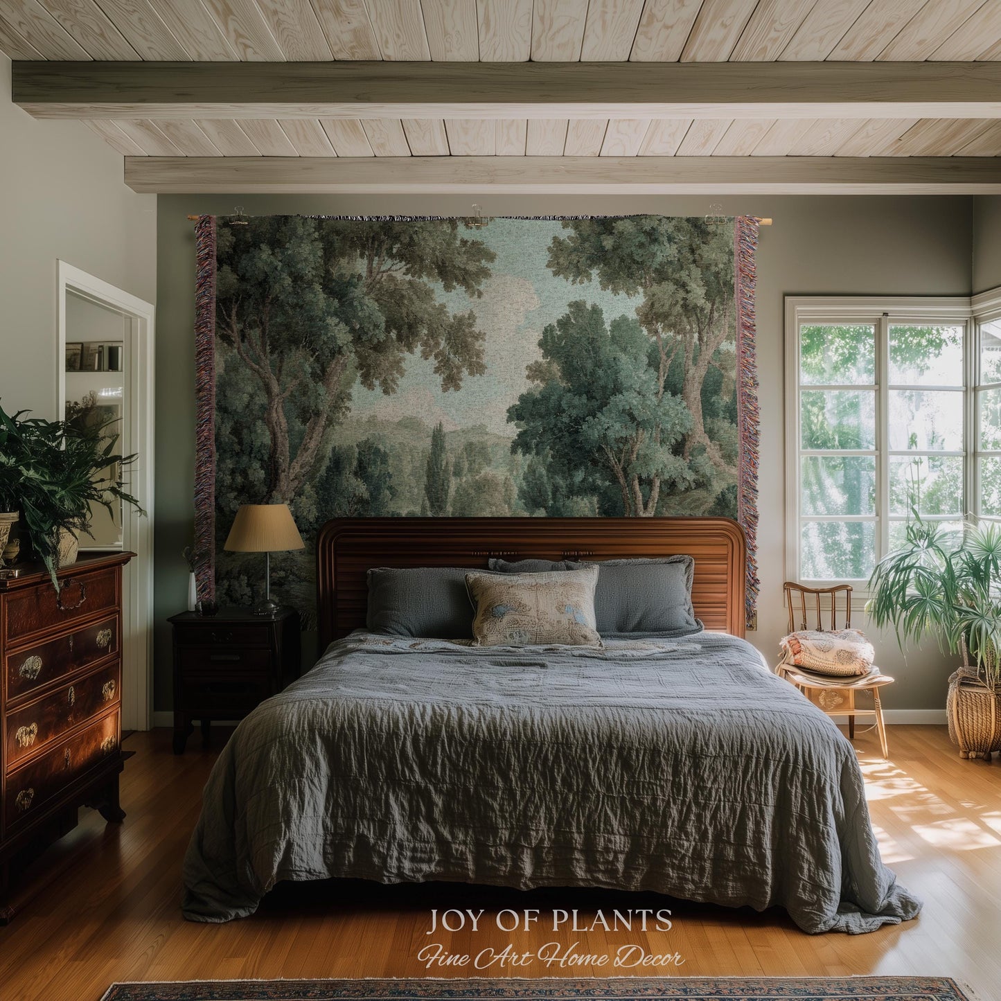 Muted Landscape Classical Verdure Wall Art | Timeless Vintage European Realism Grandmillenial Tapestry Heritage Jacquard Throw Victorian