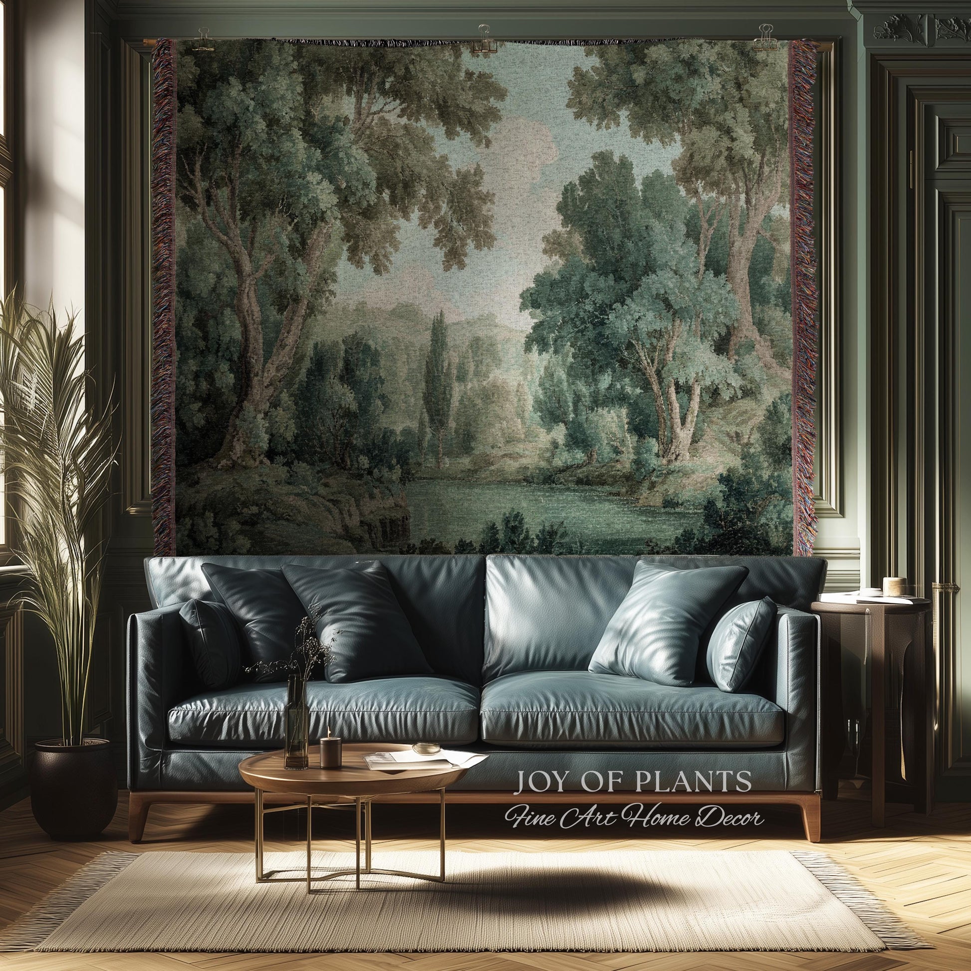Muted Landscape Classical Verdure Wall Art | Timeless Vintage European Realism Grandmillenial Tapestry Heritage Jacquard Throw Victorian