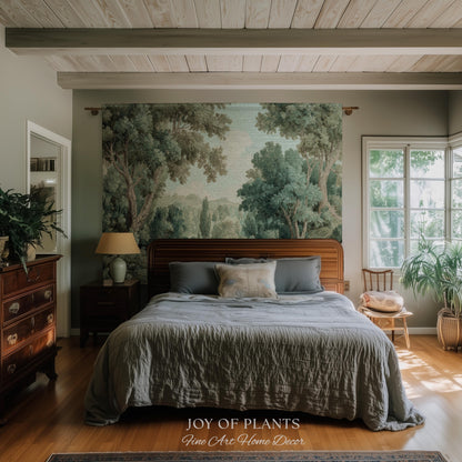 Muted Landscape Classical Verdure Wall Art | Timeless Vintage European Realism Grandmillenial Tapestry Heritage Jacquard Throw Victorian