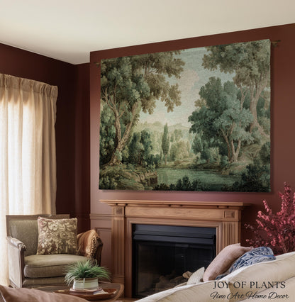 Muted Landscape Classical Verdure Wall Art | Timeless Vintage European Realism Grandmillenial Tapestry Heritage Jacquard Throw Victorian