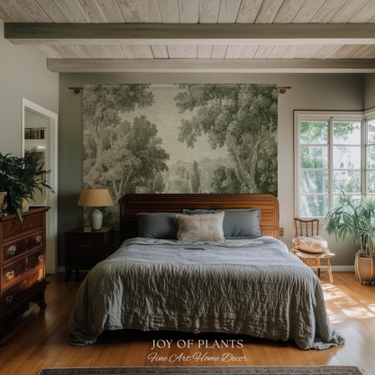 Timeless Olive Monochrome Wall Tapestry | Soft Countryside Pastoral Textile Historic Styling Woven Jacquard Throw Blanket Quiet Luxury Art