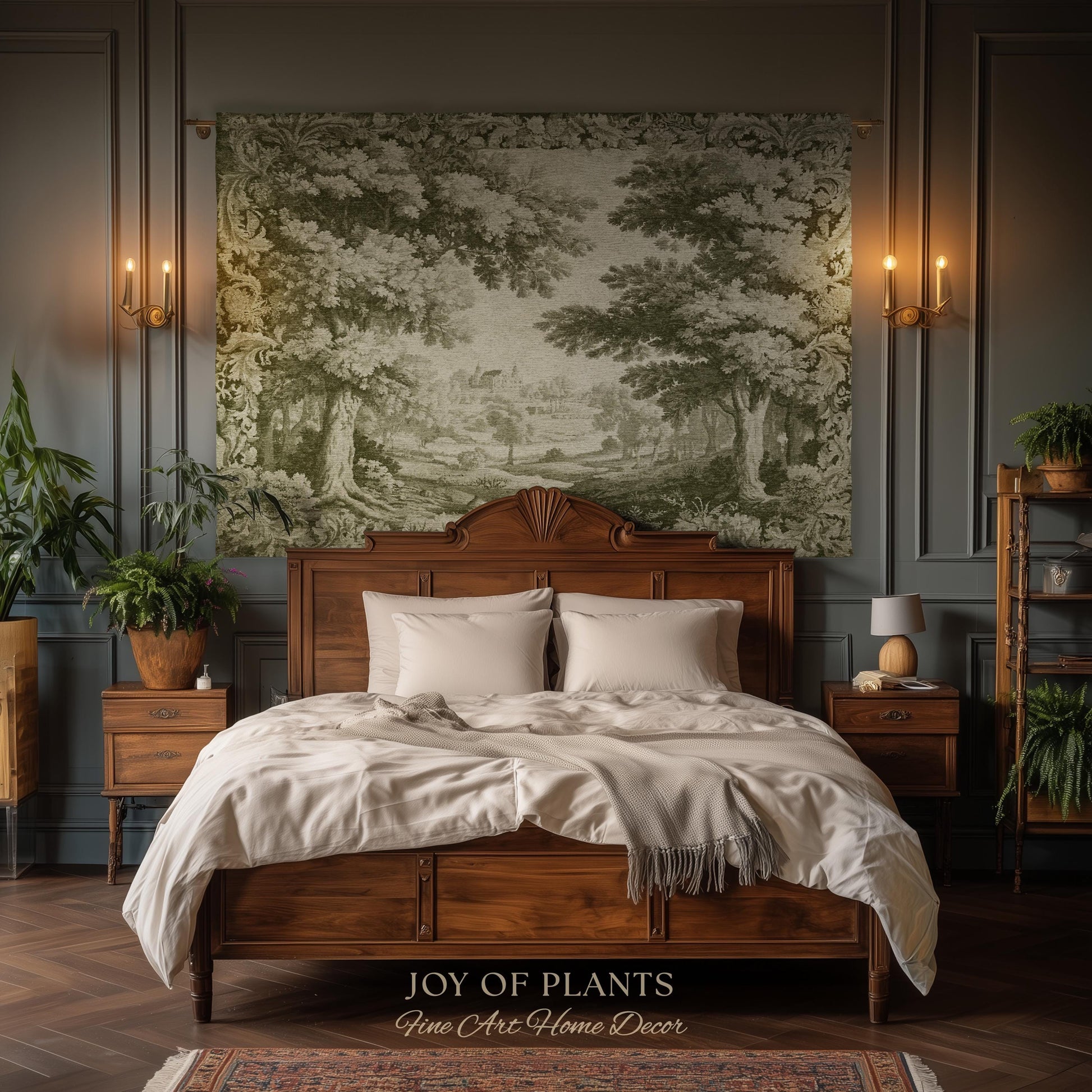Country Clearing Aubusson Style Tapestry | European Manor Romantic Landscape Jacquard Woven Wall Textile Verdure Soft Pastoral Traditional