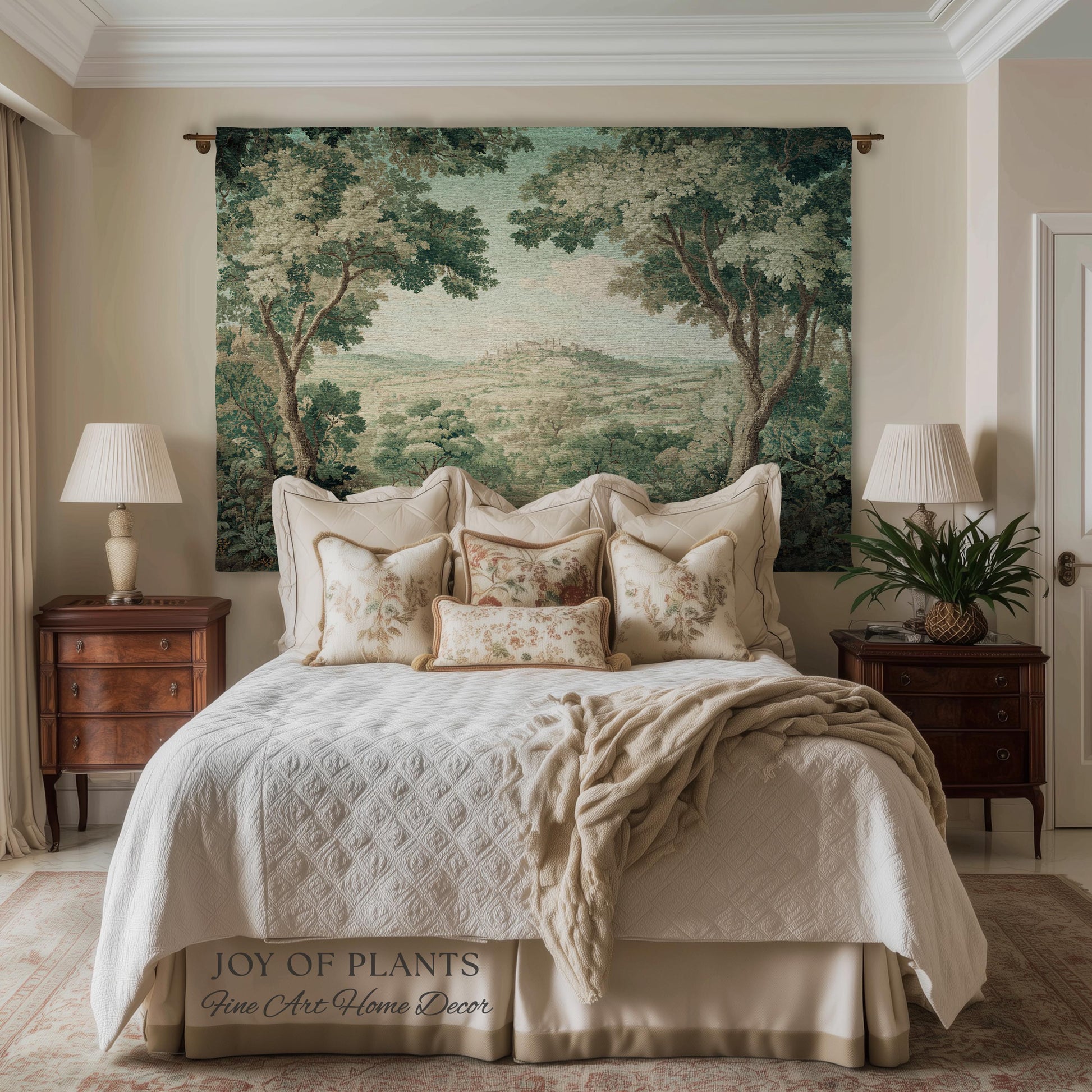 Hillside Landscape French Verdure Wall Art | Traditional Pastoral Textile Woodland Meadow Garden Estate Woven Jacquard Tapestry Old World