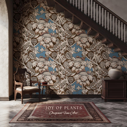 William Morris Maximalist Traditional Wallpaper | Jacobean Botanical English Revival Heritage Bedroom Peel and Stick Floral Grandmillenial