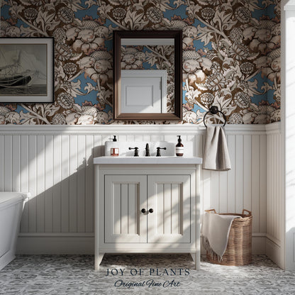 William Morris Maximalist Traditional Wallpaper | Jacobean Botanical English Revival Heritage Bedroom Peel and Stick Floral Grandmillenial