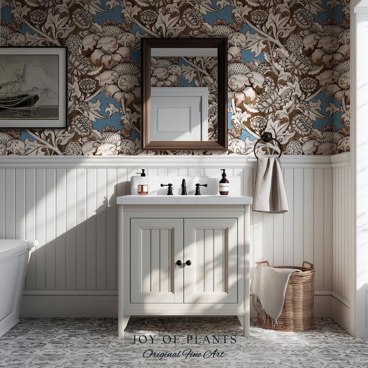 William Morris Maximalist Traditional Wallpaper | Jacobean Botanical English Revival Heritage Bedroom Peel and Stick Floral Grandmillenial