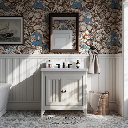 William Morris Maximalist Traditional Wallpaper | Jacobean Botanical English Revival Heritage Bedroom Peel and Stick Floral Grandmillenial