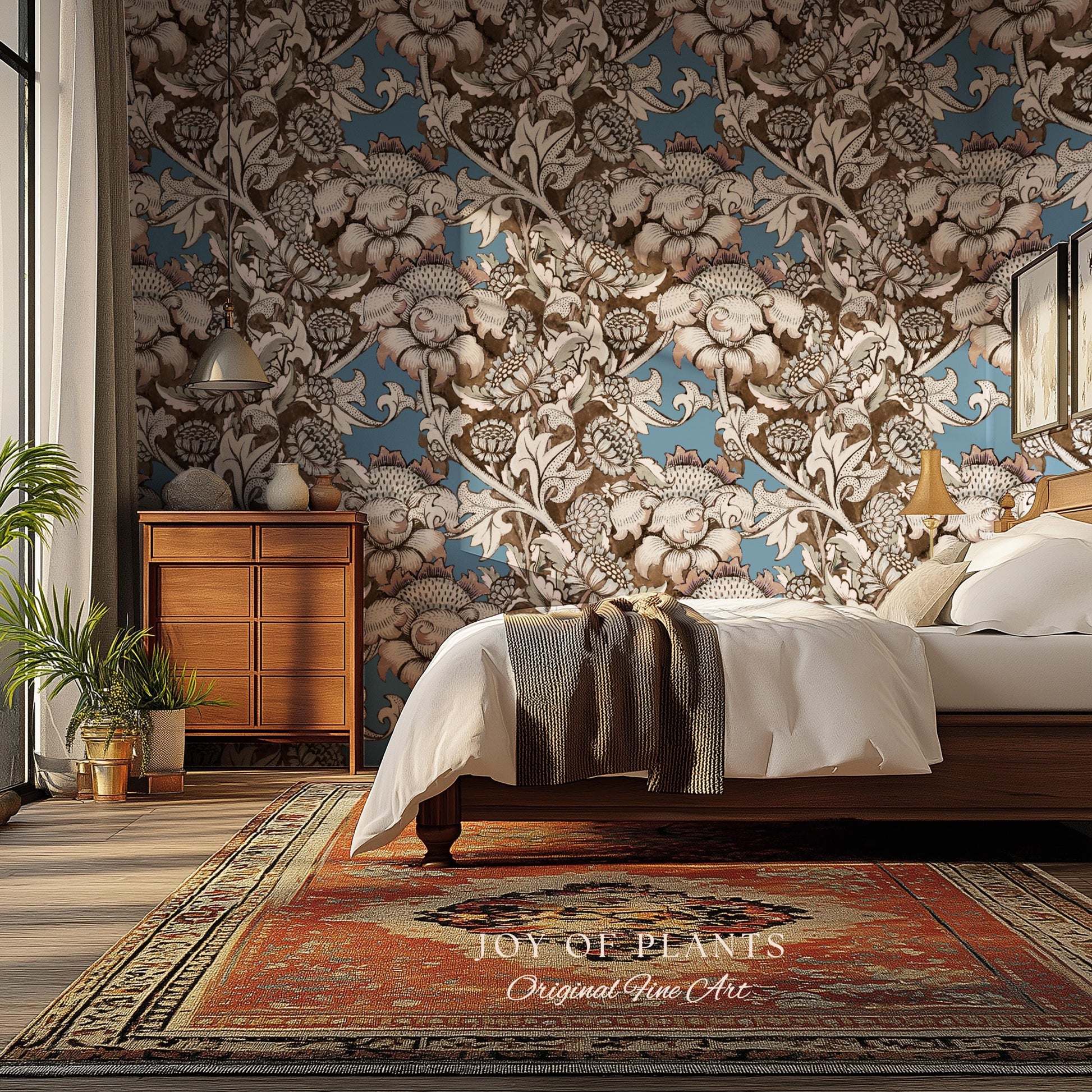 William Morris Maximalist Traditional Wallpaper | Jacobean Botanical English Revival Heritage Bedroom Peel and Stick Floral Grandmillenial