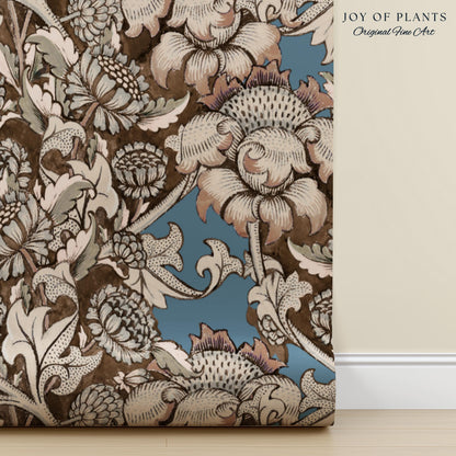 William Morris Maximalist Traditional Wallpaper | Jacobean Botanical English Revival Heritage Bedroom Peel and Stick Floral Grandmillenial