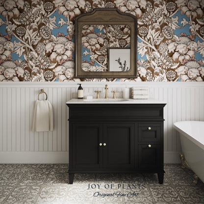 William Morris Maximalist Traditional Wallpaper | Jacobean Botanical English Revival Heritage Bedroom Peel and Stick Floral Grandmillenial