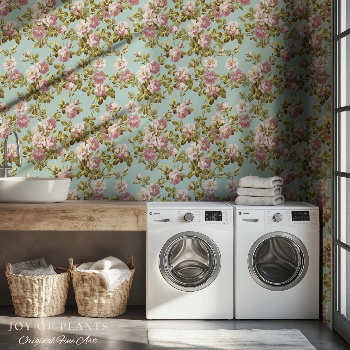 Victorian Rose Cottage Wallpaper | French Country Floral Feminine Wall Art Vintage Pastel Grandmillenial Renter Friendly Nostalgic Interior