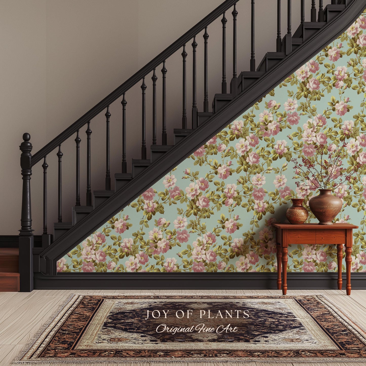 Victorian Rose Cottage Wallpaper | French Country Floral Feminine Wall Art Vintage Pastel Grandmillenial Renter Friendly Nostalgic Interior