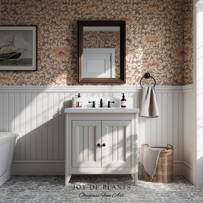 Blush Edwardian Revival Wallpaper | Elevated Pastel William Morris Feminine Maximalism Victorian Floral Peel and Stick Luxury Rococo