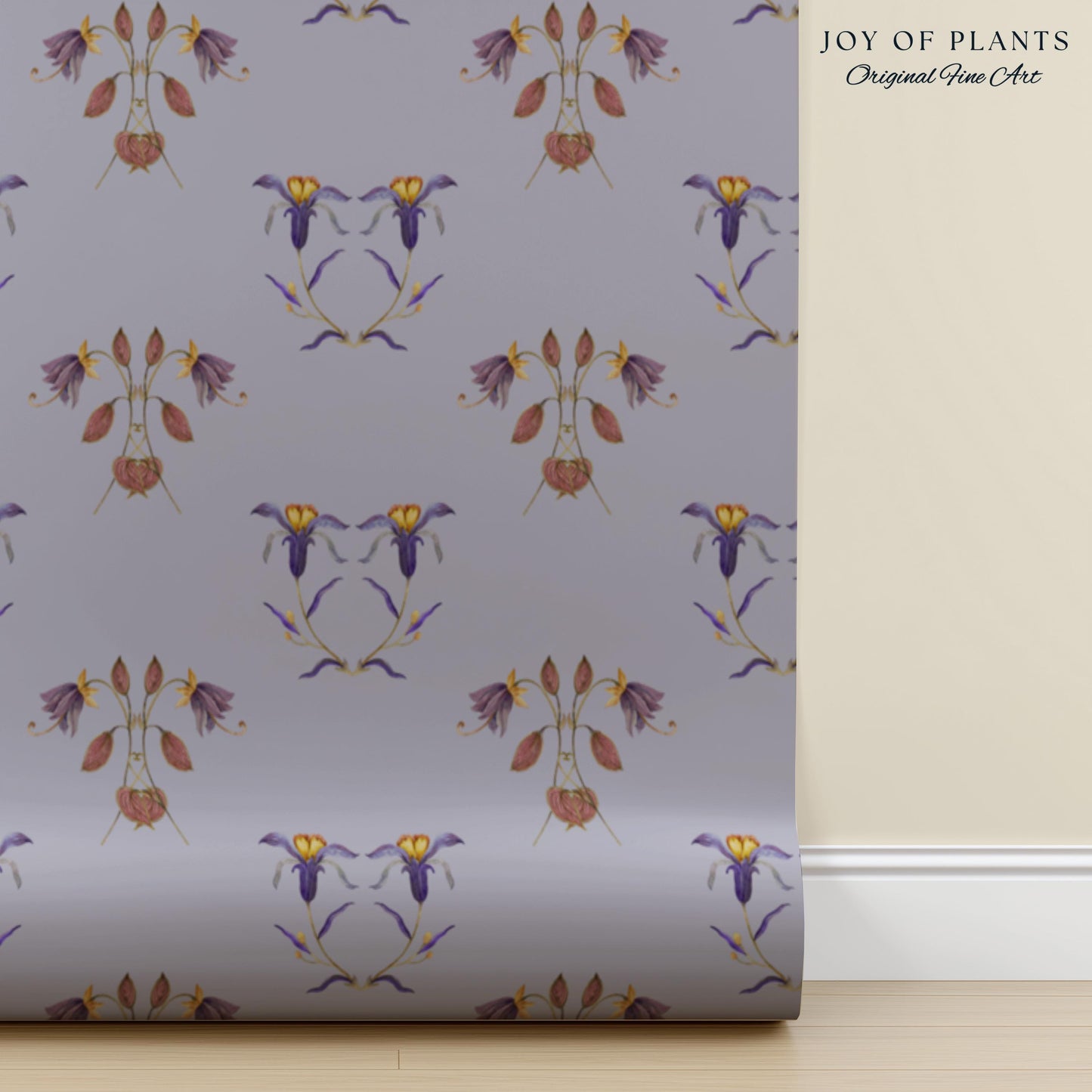 Grandmillenial Lavender Floral Wallpaper | Romantic Lilac Feminine Bedroom Accent Cottage Small Scale Flower Wall Renter Friendly French