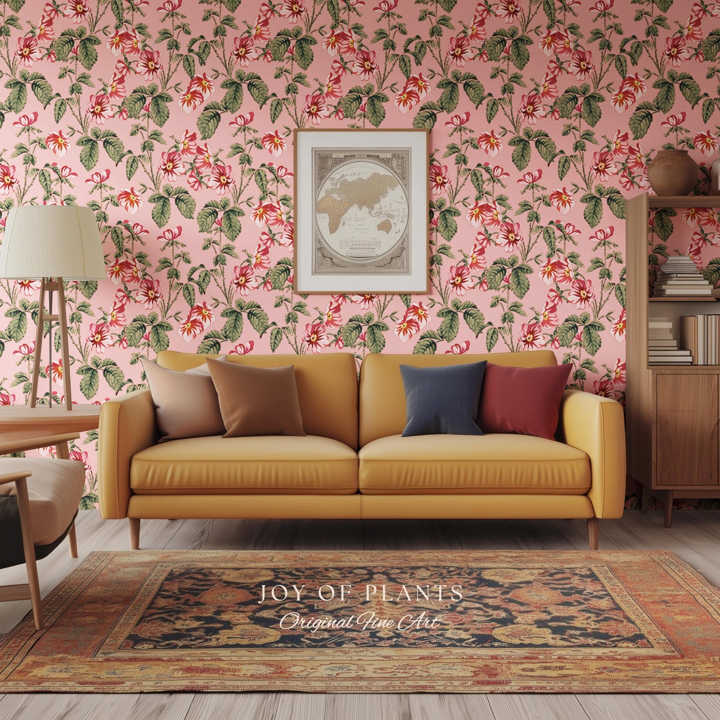 Soft Blush Pink Wallpaper | English Garden Heritage Print Vintage Cottage Renter Friendly Victorian Coquette Coral Botanical Heritage Print