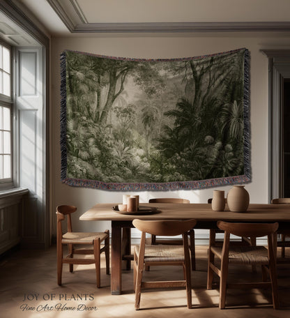 Enchanted Wilderness Realism Tapestry | Romantic Botanical Vintage Foliage Woven Throw Antique Naturalism Jacquard Verdure Rainforest