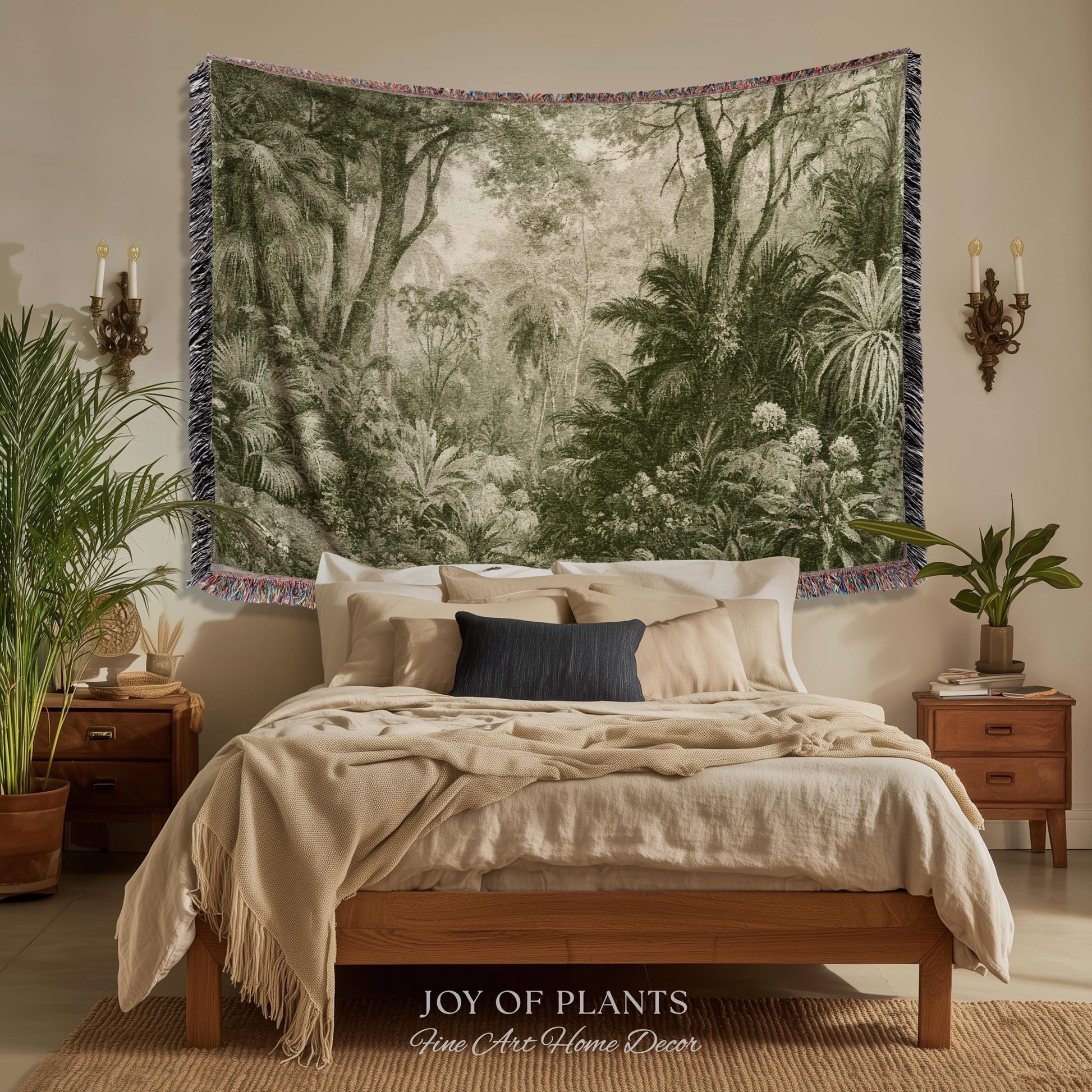 Enchanted Wilderness Realism Tapestry | Romantic Botanical Vintage Foliage Woven Throw Antique Naturalism Jacquard Verdure Rainforest