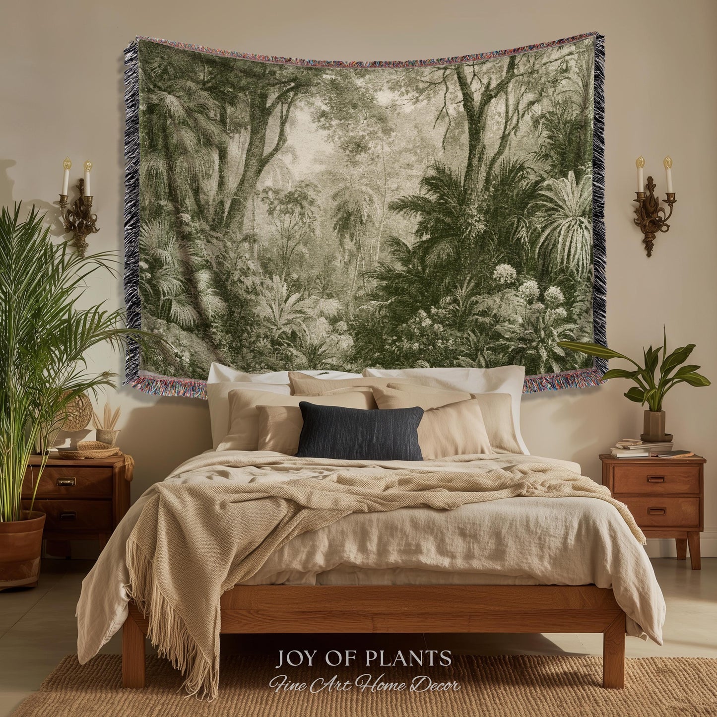 Enchanted Wilderness Realism Tapestry | Romantic Botanical Vintage Foliage Woven Throw Antique Naturalism Jacquard Verdure Rainforest
