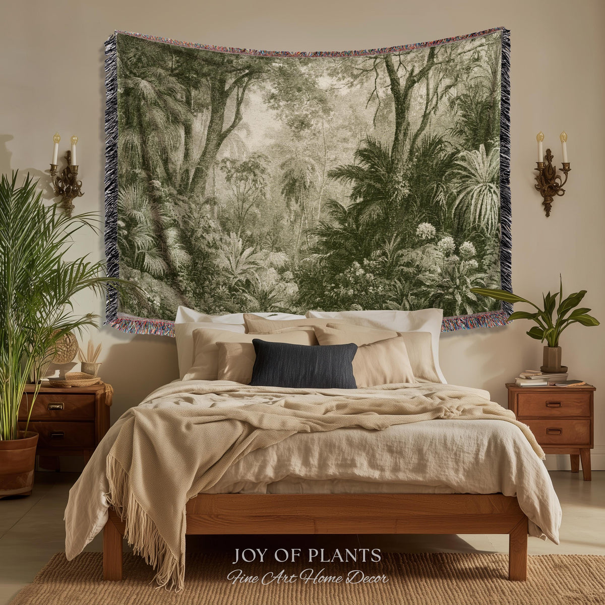 Enchanted Wilderness Realism Tapestry | Romantic Botanical Vintage Foliage Woven Throw Antique Naturalism Jacquard Verdure Rainforest