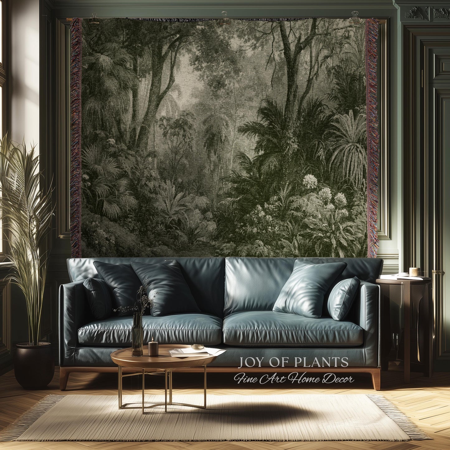 Enchanted Wilderness Realism Tapestry | Romantic Botanical Vintage Foliage Woven Throw Antique Naturalism Jacquard Verdure Rainforest