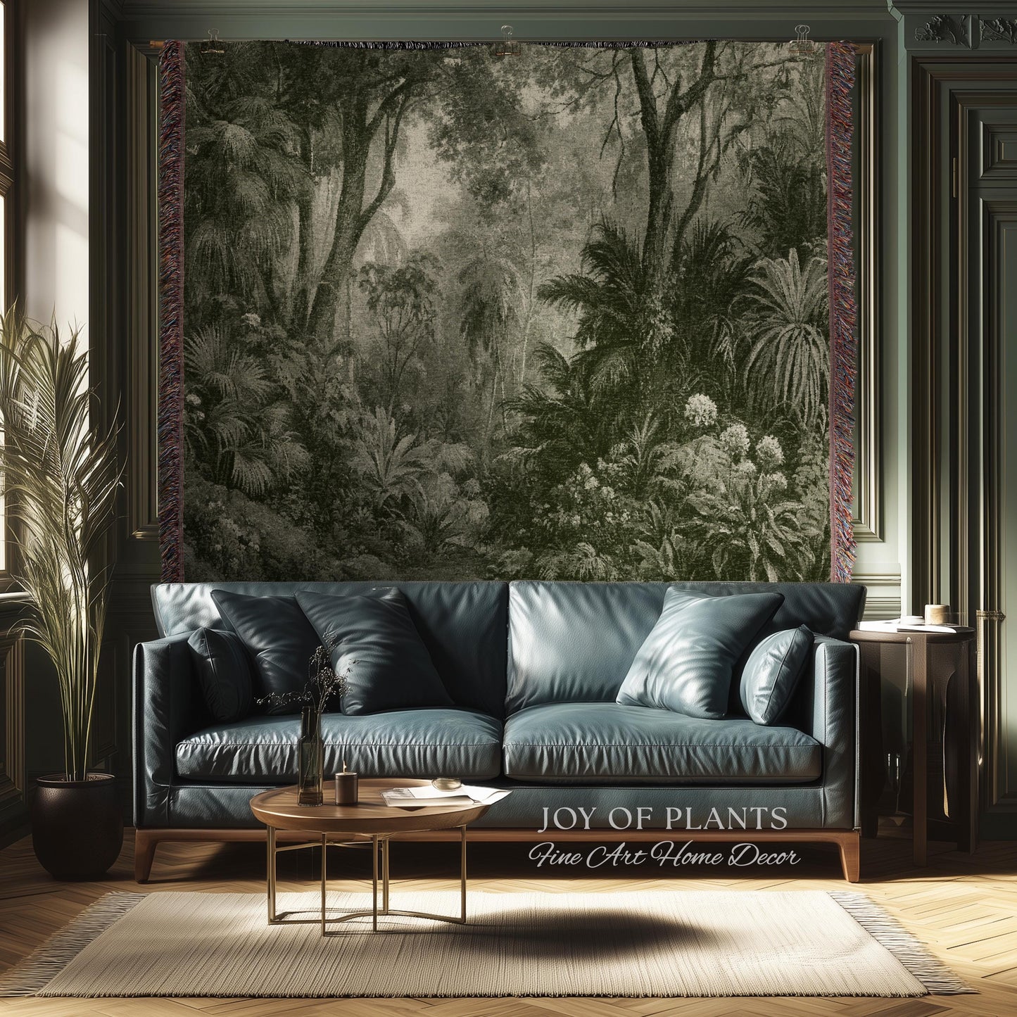 Enchanted Wilderness Realism Tapestry | Romantic Botanical Vintage Foliage Woven Throw Antique Naturalism Jacquard Verdure Rainforest