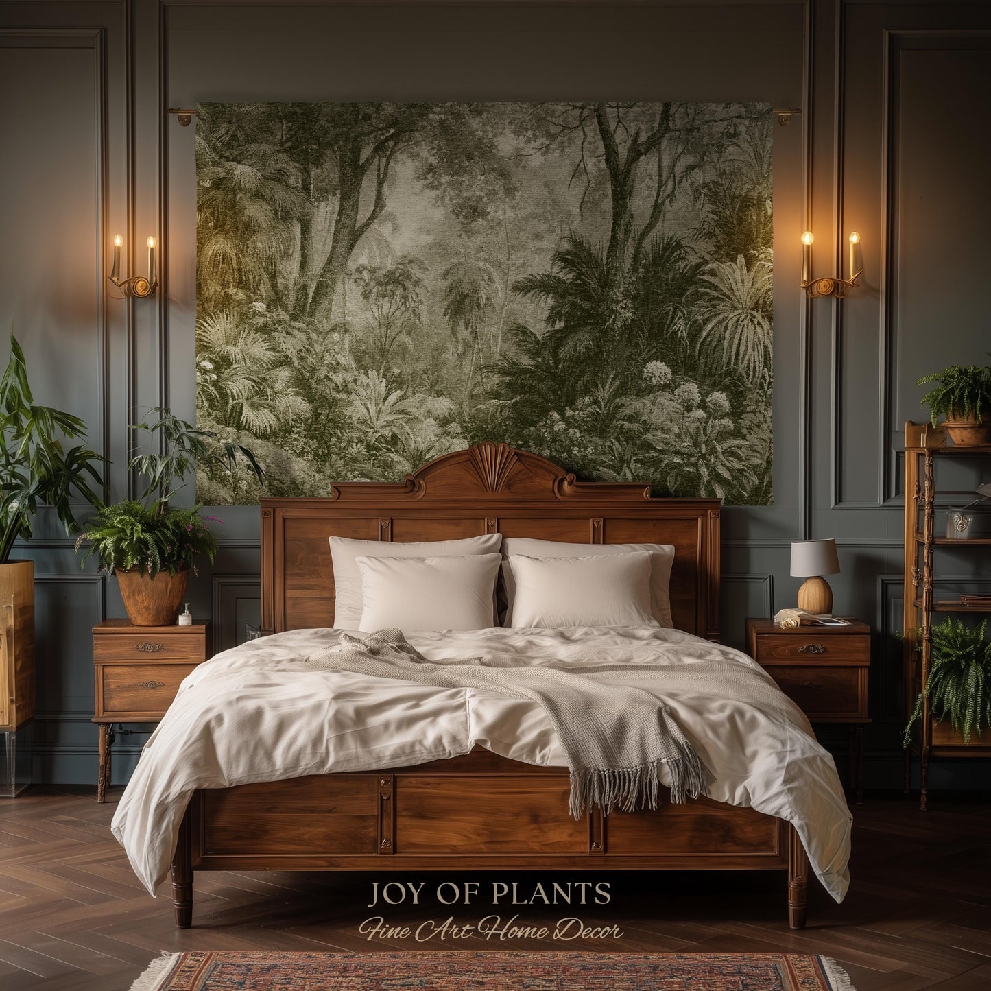 Enchanted Wilderness Realism Tapestry | Romantic Botanical Vintage Foliage Woven Throw Antique Naturalism Jacquard Verdure Rainforest