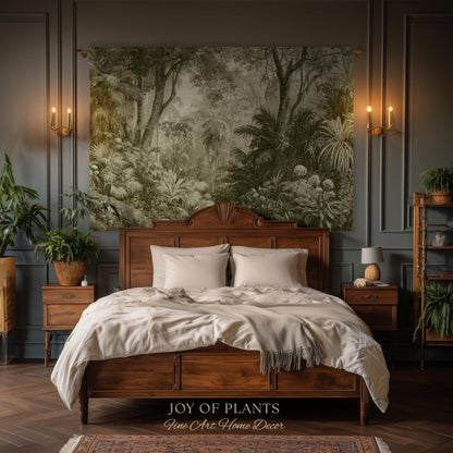 Enchanted Wilderness Realism Tapestry | Romantic Botanical Vintage Foliage Woven Throw Antique Naturalism Jacquard Verdure Rainforest