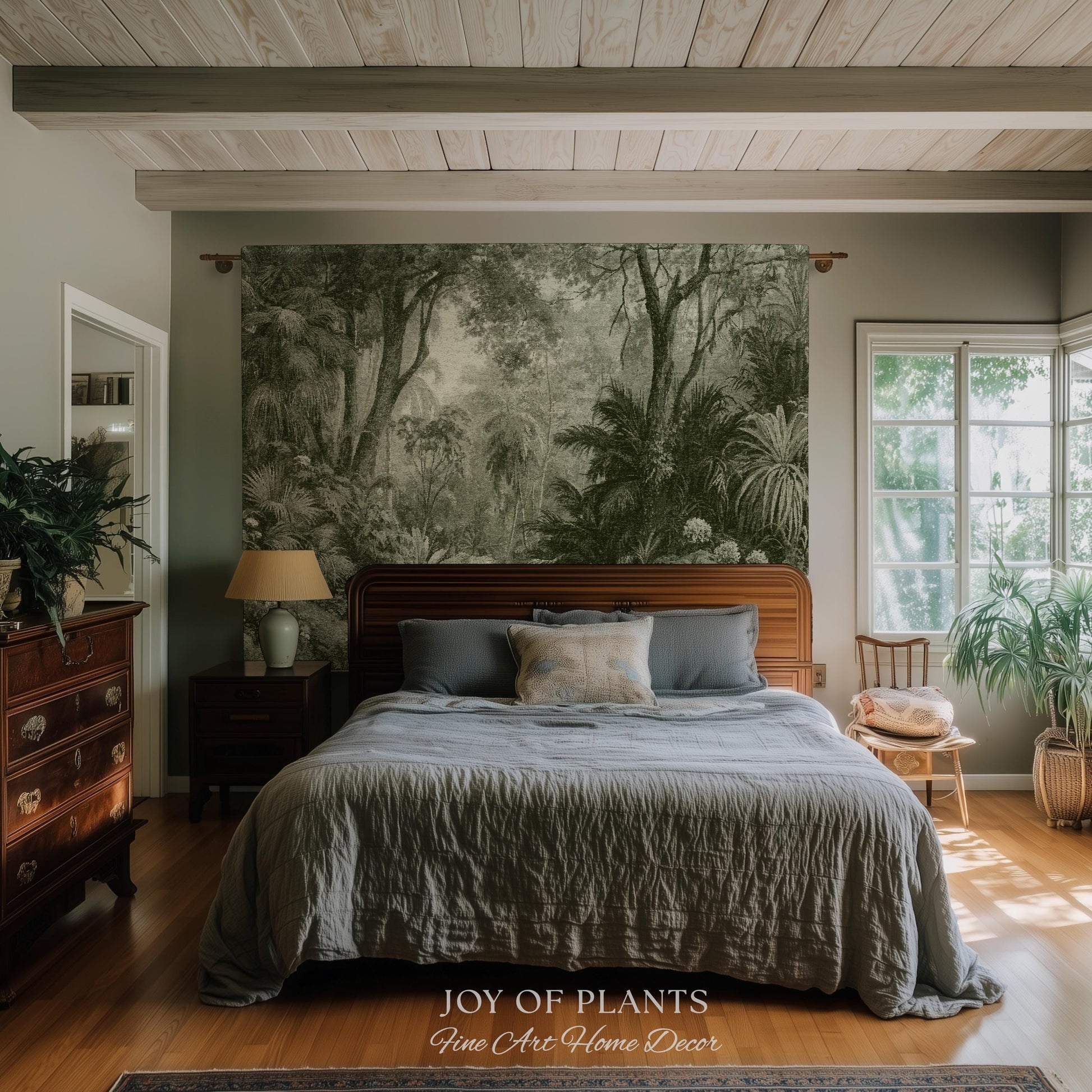 Enchanted Wilderness Realism Tapestry | Romantic Botanical Vintage Foliage Woven Throw Antique Naturalism Jacquard Verdure Rainforest