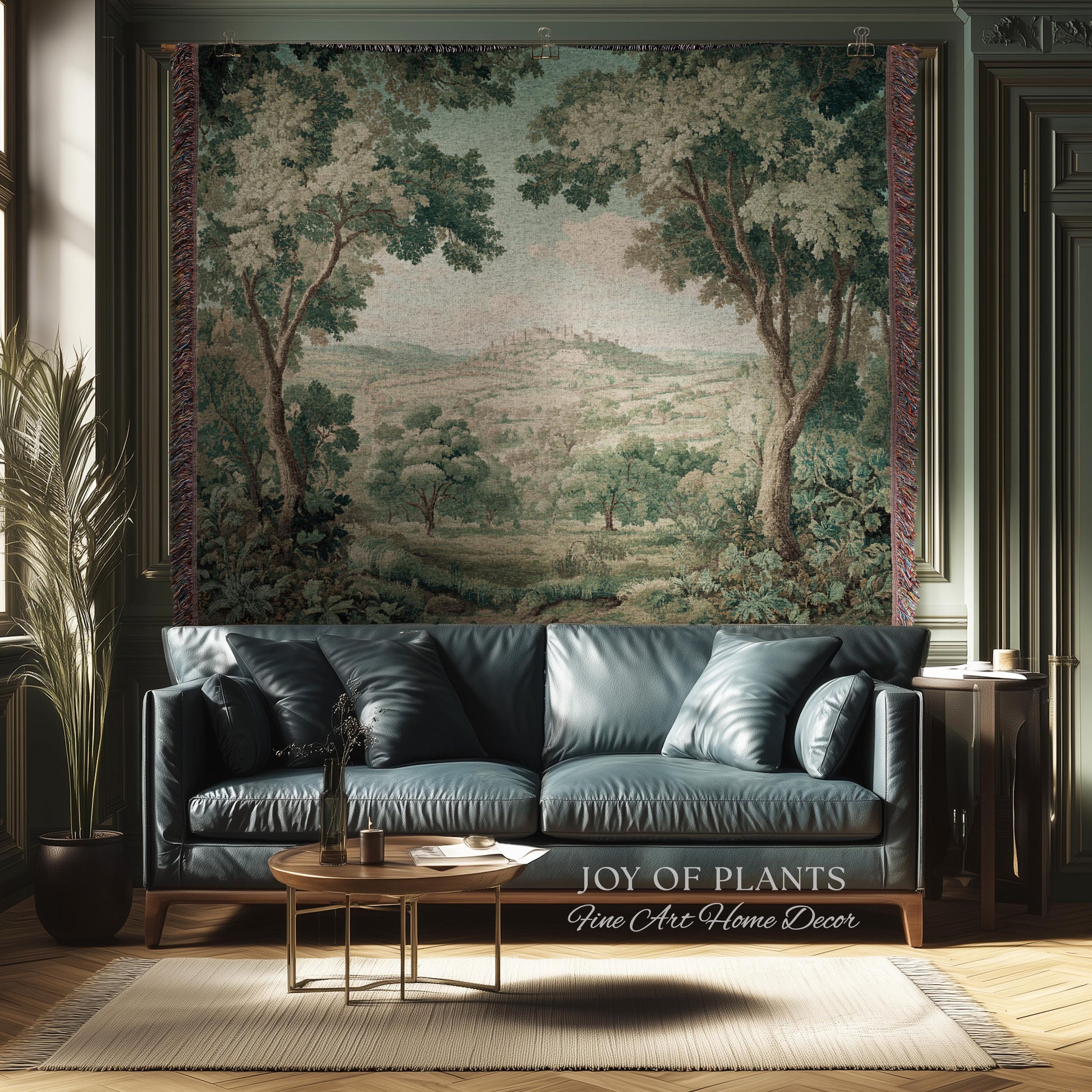 Hillside Landscape French Verdure Wall Art | Traditional Pastoral Textile Woodland Meadow Garden Estate Woven Jacquard Tapestry Old World