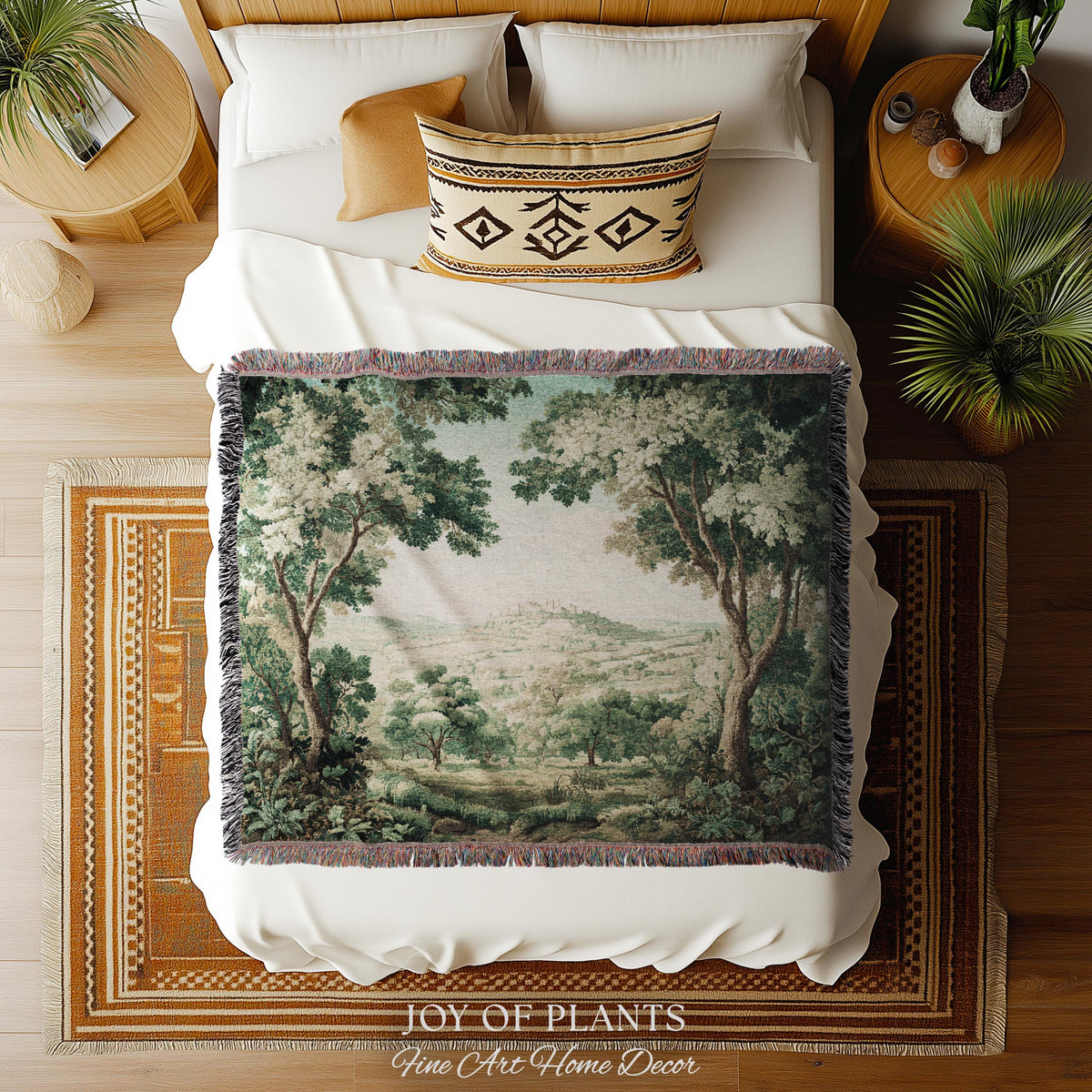 Hillside Landscape French Verdure Wall Art | Traditional Pastoral Textile Woodland Meadow Garden Estate Woven Jacquard Tapestry Old World