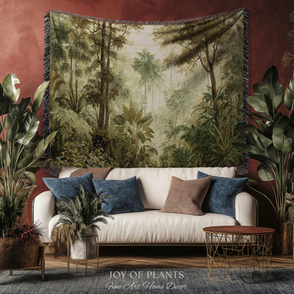 Conservatory Jungle Greenery Tapestry | Shadowy Botanical Naturalism Fine Art Nature Painterly Landscape Romantic Tropical Rainforest
