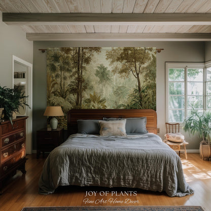 Conservatory Jungle Greenery Tapestry | Shadowy Botanical Naturalism Fine Art Nature Painterly Landscape Romantic Tropical Rainforest