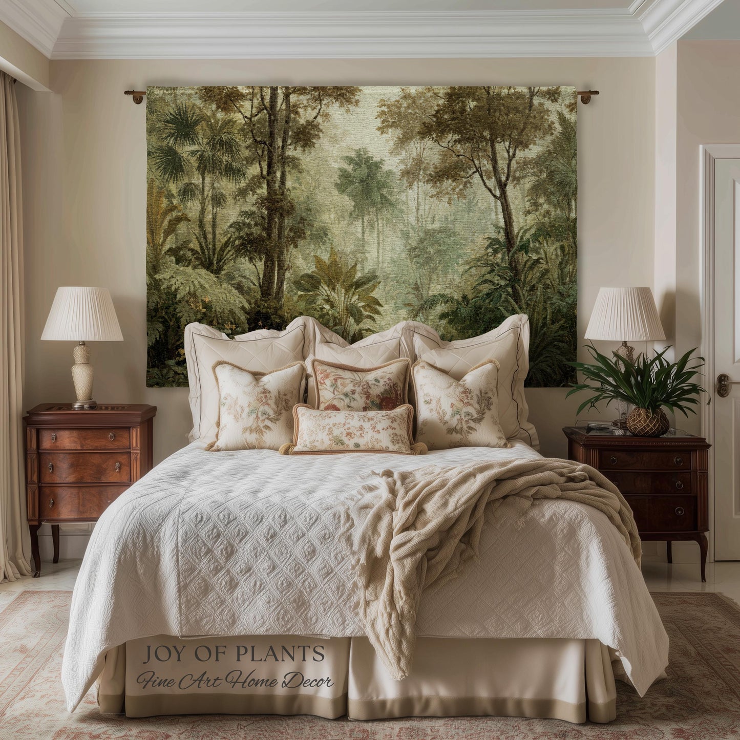 Conservatory Jungle Greenery Tapestry | Shadowy Botanical Naturalism Fine Art Nature Painterly Landscape Romantic Tropical Rainforest