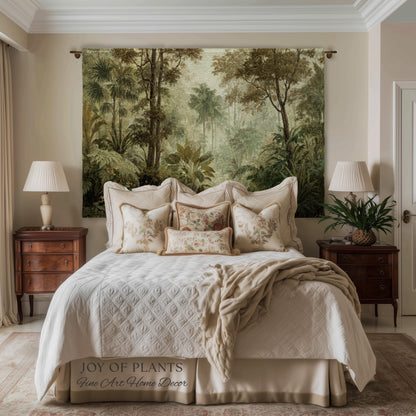 Conservatory Jungle Greenery Tapestry | Shadowy Botanical Naturalism Fine Art Nature Painterly Landscape Romantic Tropical Rainforest