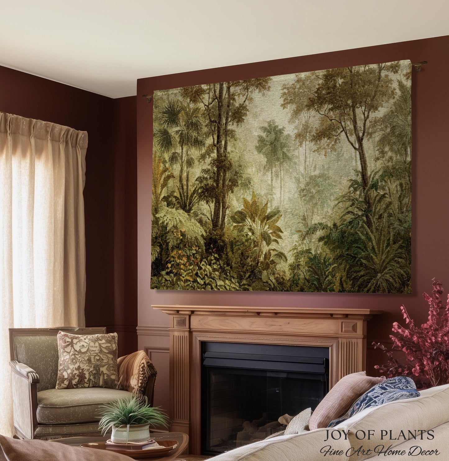 Conservatory Jungle Greenery Tapestry | Shadowy Botanical Naturalism Fine Art Nature Painterly Landscape Romantic Tropical Rainforest