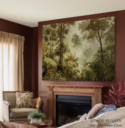 Conservatory Jungle Greenery Tapestry | Shadowy Botanical Naturalism Fine Art Nature Painterly Landscape Romantic Tropical Rainforest