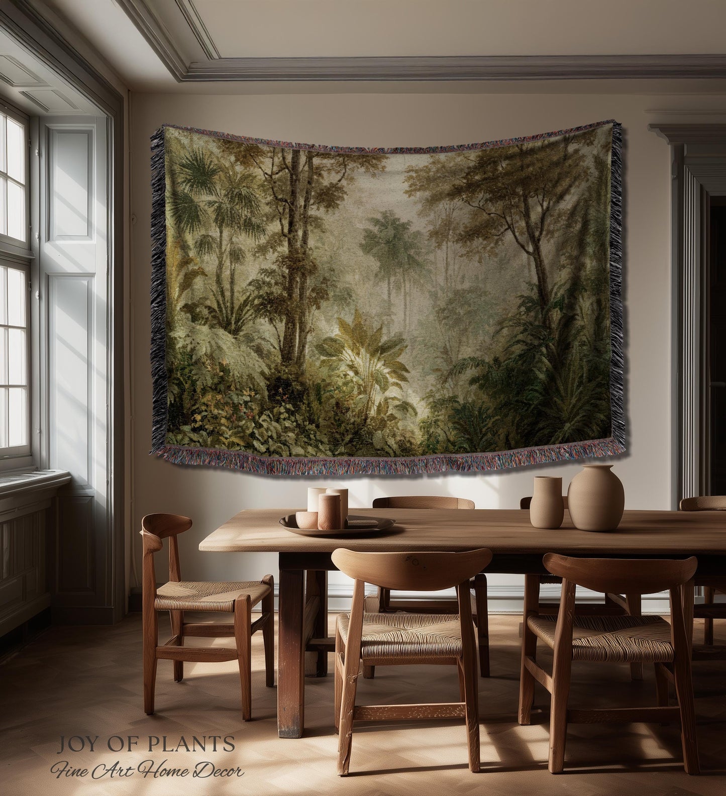 Conservatory Jungle Greenery Tapestry | Shadowy Botanical Naturalism Fine Art Nature Painterly Landscape Romantic Tropical Rainforest