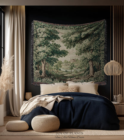 Elegant Garden Valley Pastoral Tapestry | Traditional Heritage Textile Old Master Style Verdure Refined Woven Wall Art Scenic Museum Estate