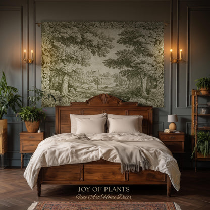 Countryside Monochrome Pastoral Tapestry | Baroque Naturalism Vintage French Verdure Woven Throw Blanket Romantic Wall Art Historic Artwork