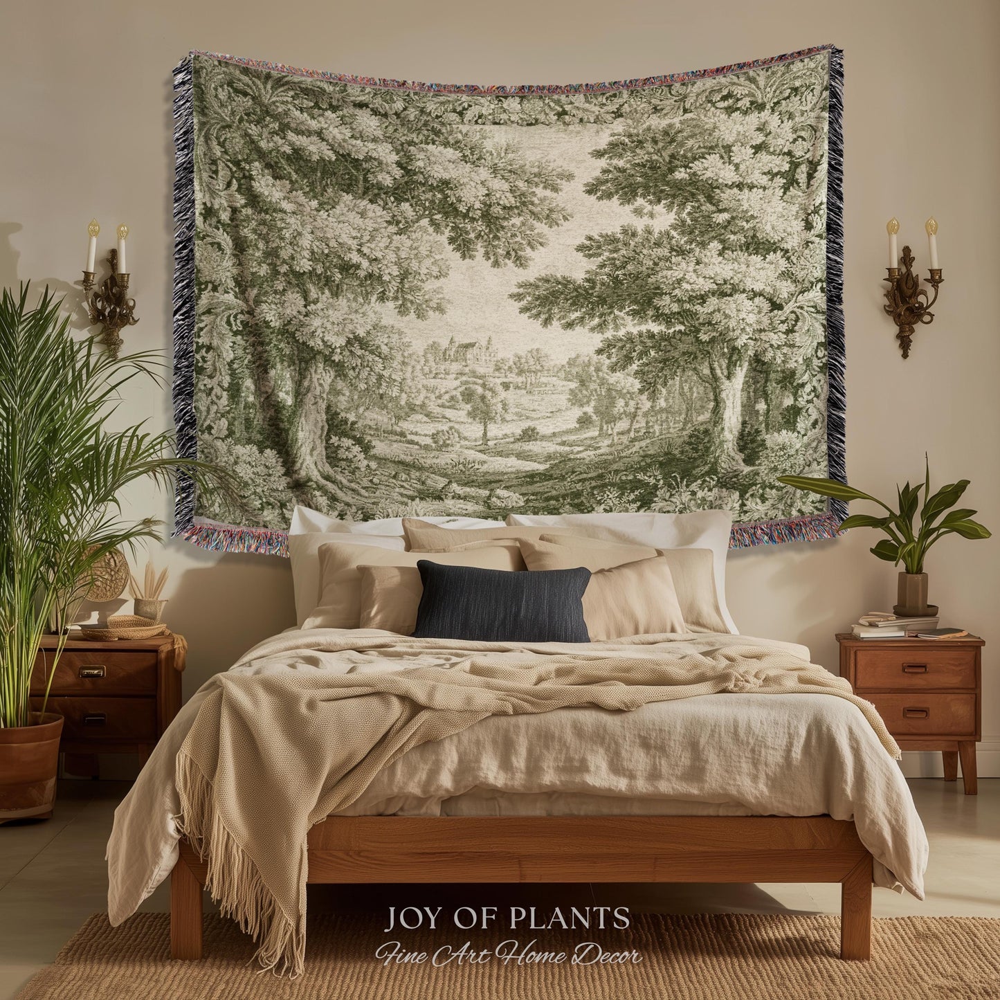 Countryside Monochrome Pastoral Tapestry | Baroque Naturalism Vintage French Verdure Woven Throw Blanket Romantic Wall Art Historic Artwork