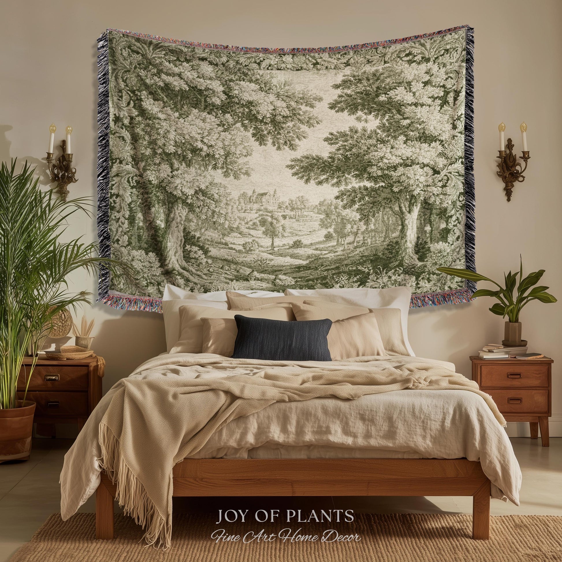 Countryside Monochrome Pastoral Tapestry | Baroque Naturalism Vintage French Verdure Woven Throw Blanket Romantic Wall Art Historic Artwork