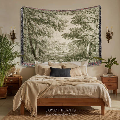 Countryside Monochrome Pastoral Tapestry | Baroque Naturalism Vintage French Verdure Woven Throw Blanket Romantic Wall Art Historic Artwork
