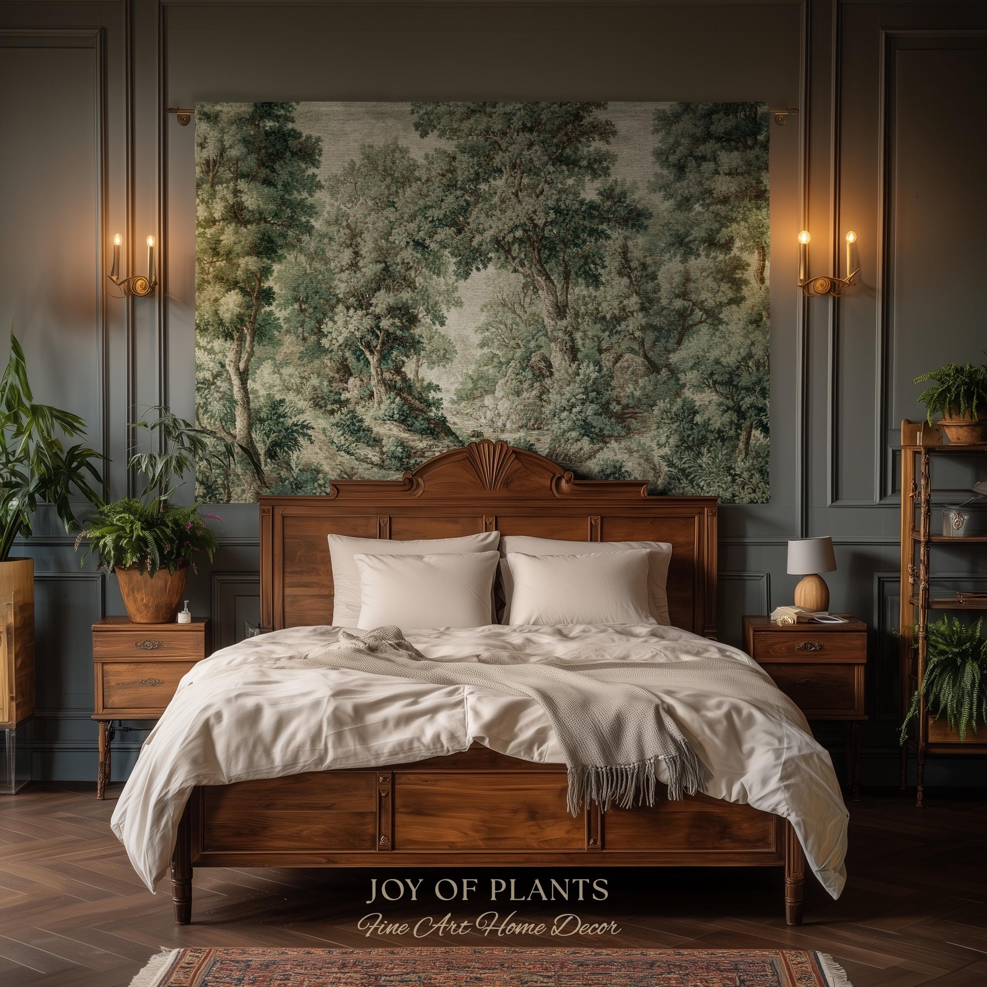 Traditional French Verdure Tapestry | European Botanical Woodland Victorian Vacquard Woven Blanket Old World Realism Woodland Museumcore