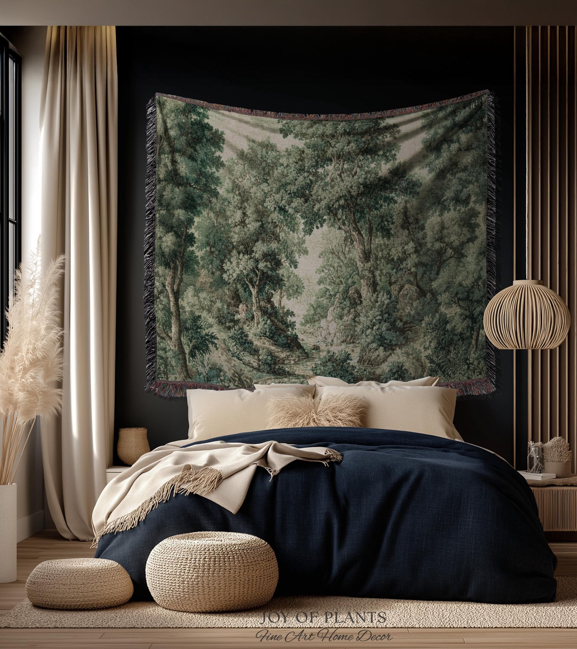 Traditional French Verdure Tapestry | European Botanical Woodland Victorian Vacquard Woven Blanket Old World Realism Woodland Museumcore