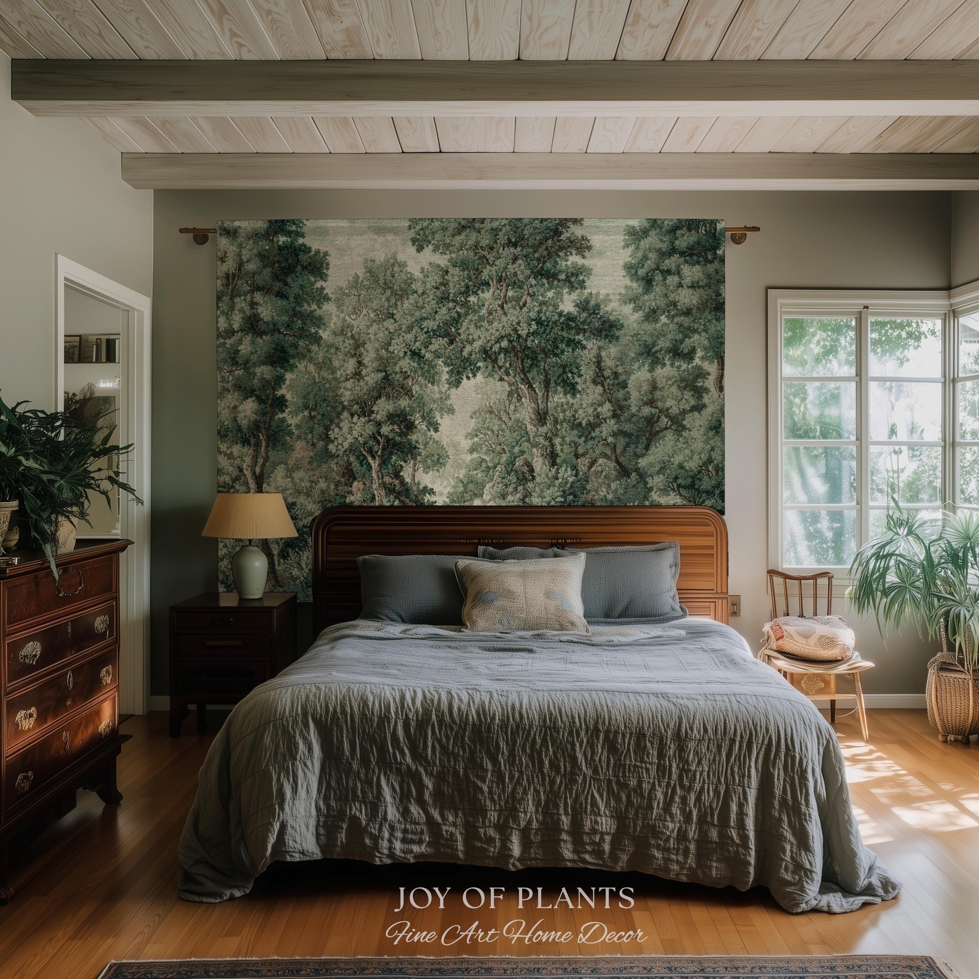 Traditional French Verdure Tapestry | European Botanical Woodland Victorian Vacquard Woven Blanket Old World Realism Woodland Museumcore