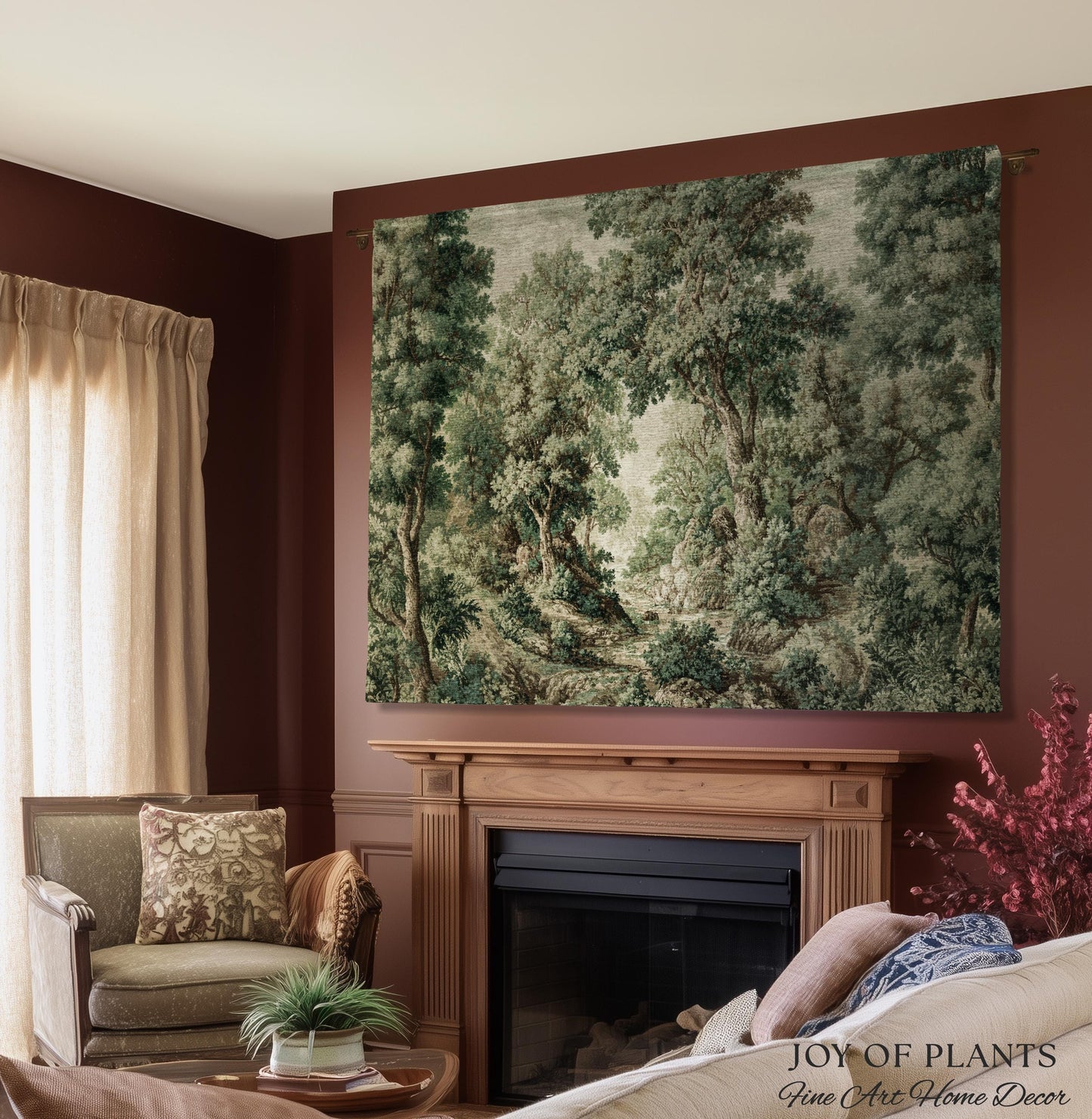 Traditional French Verdure Tapestry | European Botanical Woodland Victorian Vacquard Woven Blanket Old World Realism Woodland Museumcore