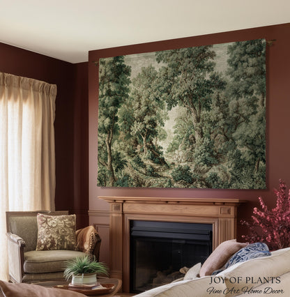 Traditional French Verdure Tapestry | European Botanical Woodland Victorian Vacquard Woven Blanket Old World Realism Woodland Museumcore