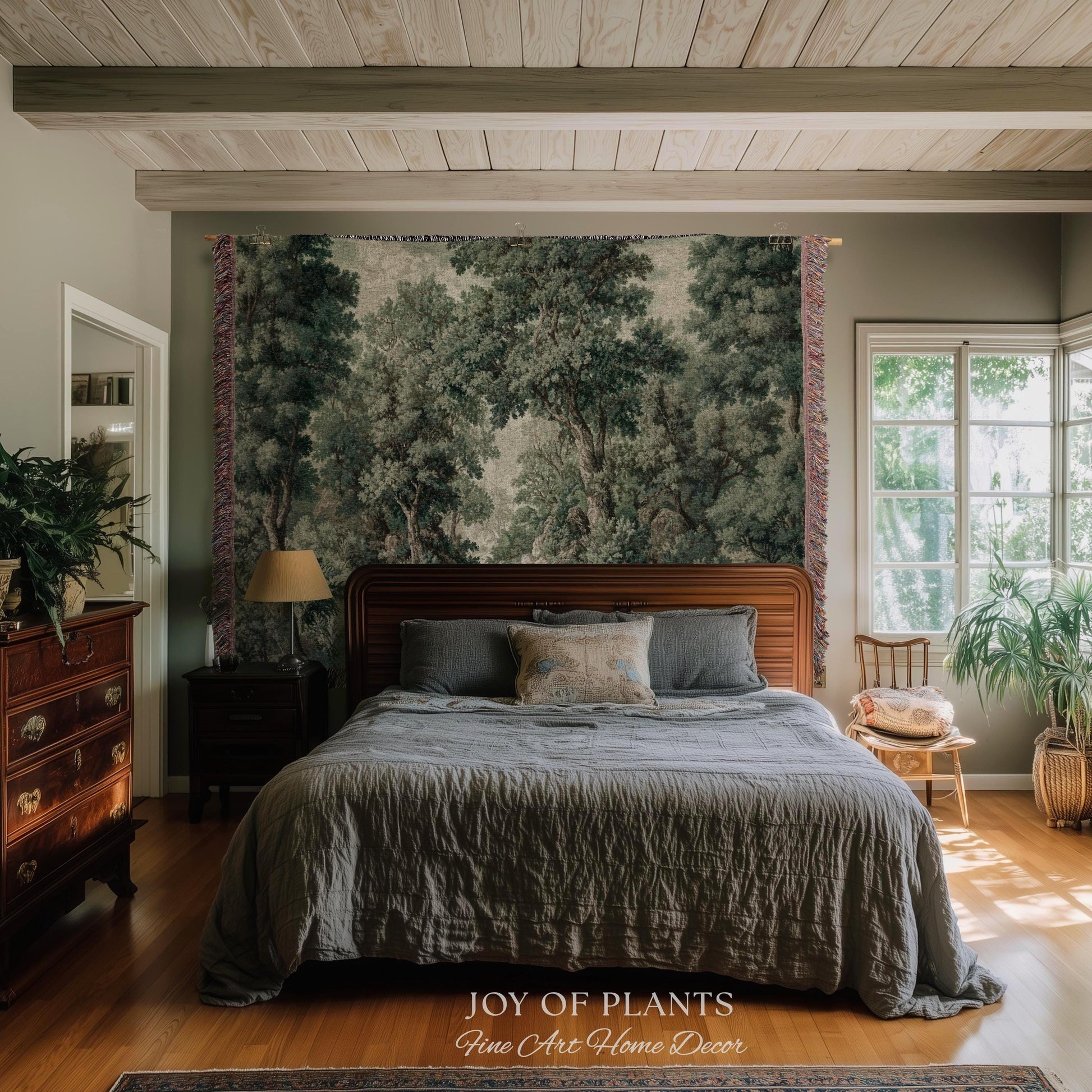 Traditional French Verdure Tapestry | European Botanical Woodland Victorian Vacquard Woven Blanket Old World Realism Woodland Museumcore