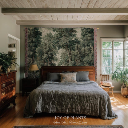 Traditional French Verdure Tapestry | European Botanical Woodland Victorian Vacquard Woven Blanket Old World Realism Woodland Museumcore