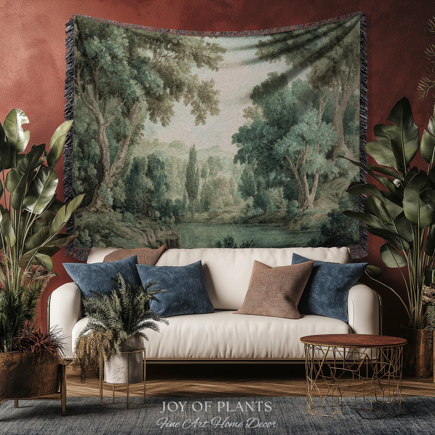 Muted Landscape Classical Verdure Wall Art | Timeless Vintage European Realism Grandmillenial Tapestry Heritage Jacquard Throw Victorian